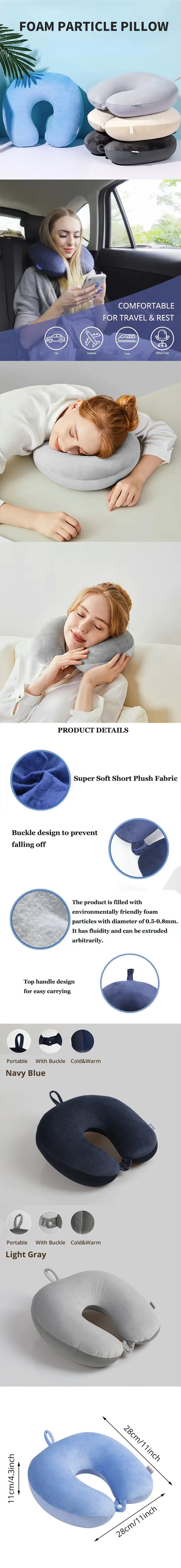 Random Color 1PC Soft Travel Pillow with Foam Particles for Comfort on Airplanes Cars and Home Office Use Stuffed Toy