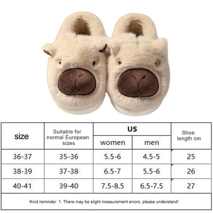 Plush Capybara Slippers Comfortable Fluffy Couple Slippers Non-Slip Furry Animal Slippers Furry Walking Shoes for Indoor Bedroom