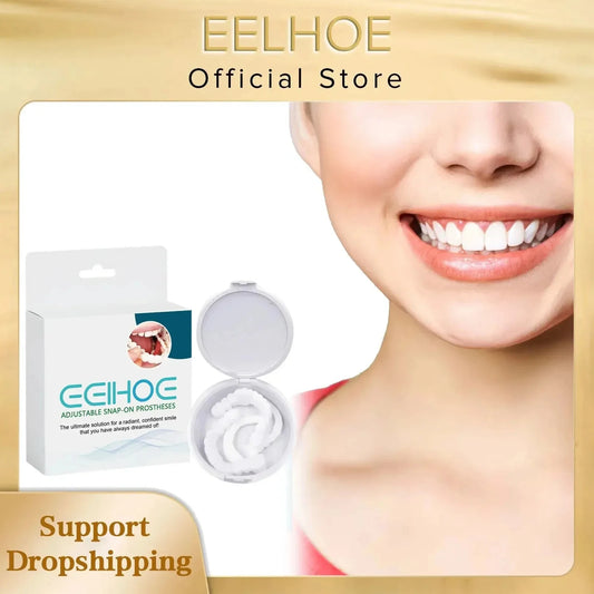 EELHOE Snap on Veneers Teeth Cosmetic Upper Lower Temporary Tooth Instant Confident Smile Perfect Fit Teeth Whitening Fake Tooth