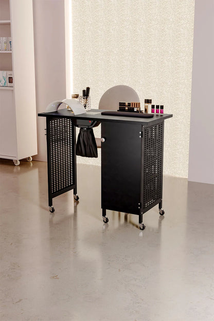 Black Manicure Nail Table on Wheels