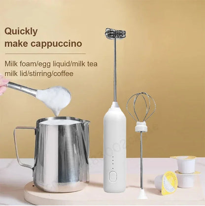 Wireless Milk Frother Electric Type-C Blender Handheld Stainless Steel Mini Coffee Maker Whisk Mixer For Coffee Cappuccino Cream