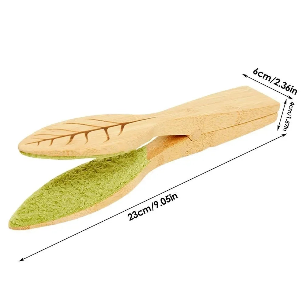 1-4PCS Leaf Cleaner Plant Leaf Dust Removal Leaf-shaped Cleaning Brush Household Plant Cleaning Tool Wooden Leaf Cleaning Tongs