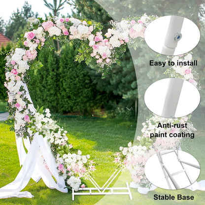 White Heart Shape Wedding Arch Backdrop Stand Double Layer Metal Flower Balloon Arbors Arch Frame for Ceremony Proposal