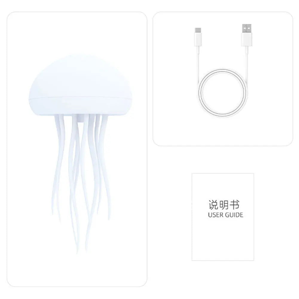 RGB Gradient Jellyfish Atmosphere Bedside Lamp Rechargeable Desk Lamp with Dancing Legs and Touch Sensor Voice Control