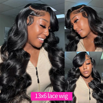 30 Inch Body Wave 13x6 Transparent Lace Frontal Wig Human Hair Brazilian 180% Density Remy 4x4 Lace Closure 13x4 Lace Front Wigs