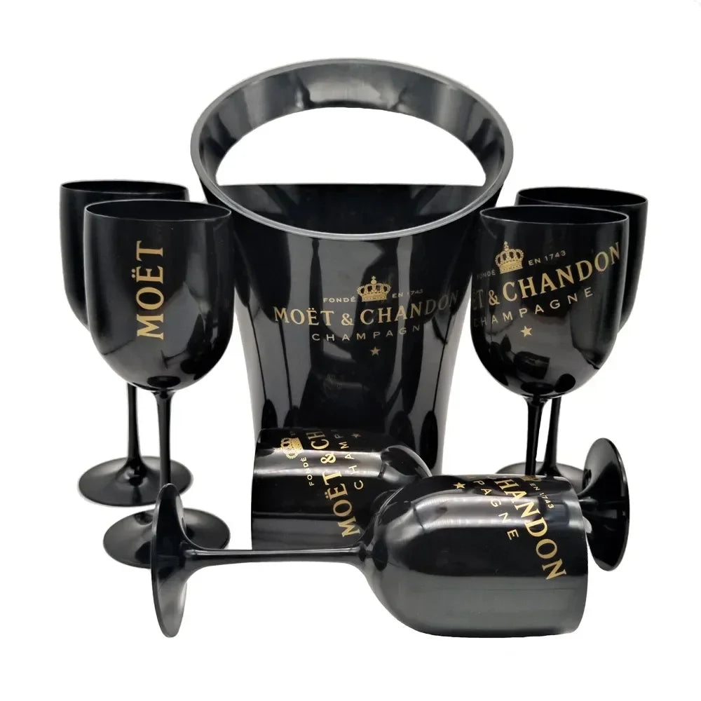 6 Cups 1 Bucket Ice Buckets and Coolers Wine Glasses 3000ml Acrylic Goblets Champagne Wedding Bar Party Wine Bottle Holder