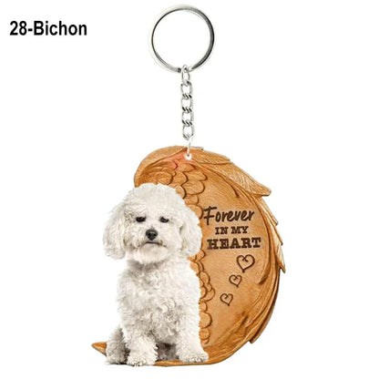 1 Piece 23 Style Dog Forever In My Heart  Angel Pendant Bag Key Chains Car Keychain Keyring  Pet Jewelry Gift For Women Girls