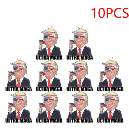 10PCS Cartoon Trumps Pendant Crossborder Acrylic Flat Car Interior Pendant Keychain Pendant Car Rearview Mirror Backpack Keyring