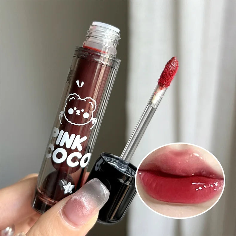 PINKCOCO Bear Dudu mirror lip glaze does not fade mirror water gloss lip gloss lipstick