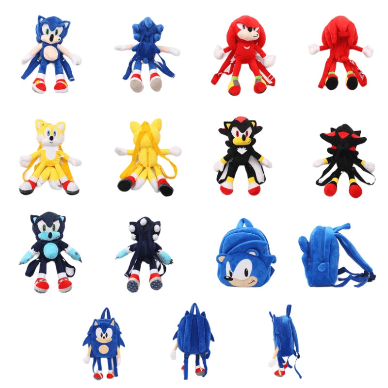 Sonic The Hedgehog Cute Plushes Backpacks Cartoon Fashion 3D Mini Women's Backpack Large Capacity Children's Kawaii Schoolbag