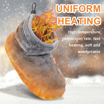 USB Heater Foot Shoes Winter Warm Snow Boots Comfortable Plush Warm Electric Slippers Foot Warmer Shoes for Women Men