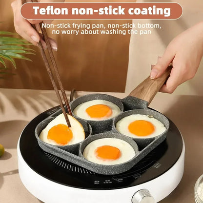 1 PCS Maifan Stone Four-Hole Omelette Pan Bottom Nonstick Egg Pan Mini Frying Pan Breakfast Pan Kitchen Artifact Frying Meat Pot