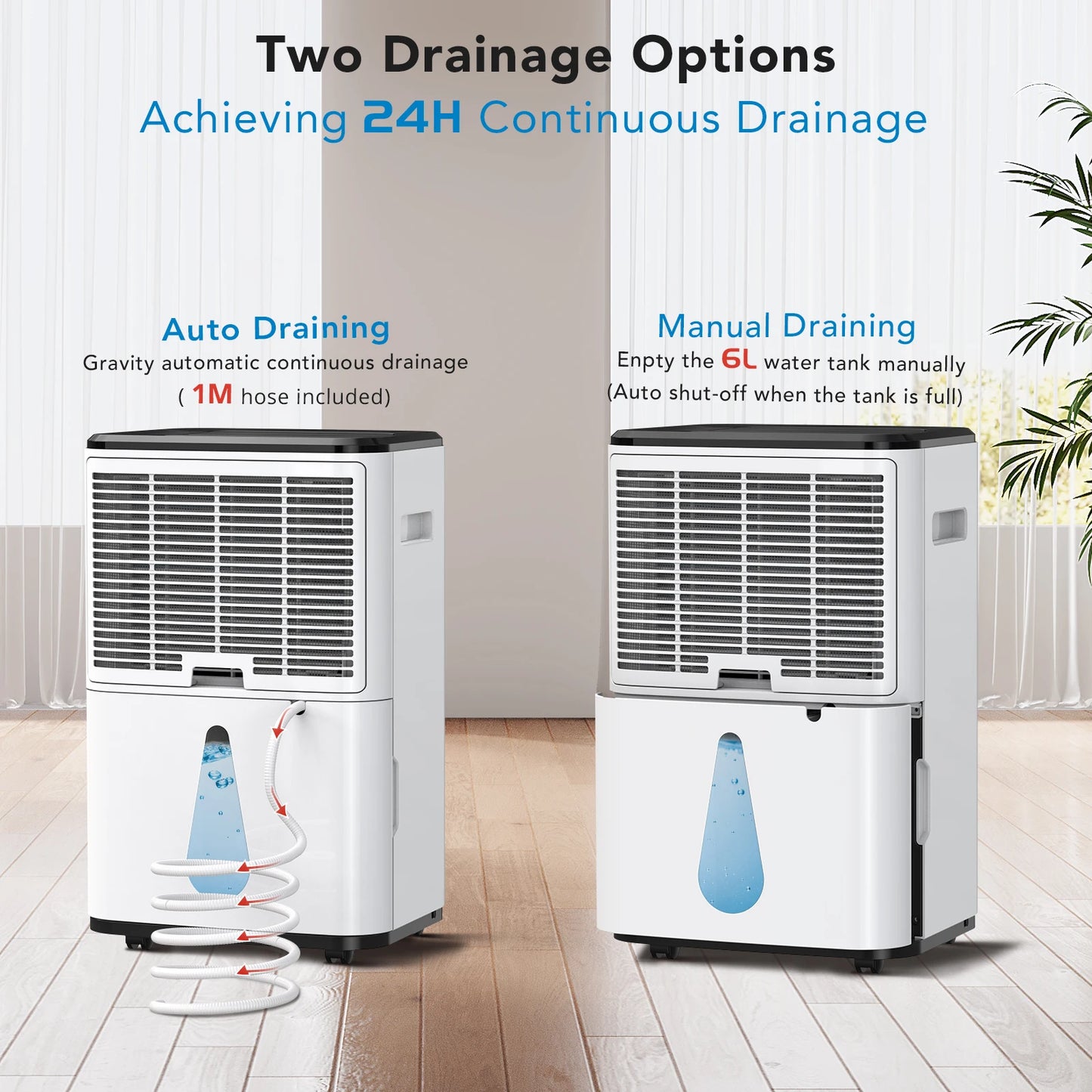 30L/Day Dehumidifier for Home, 6L Tank, Smart Digital Control, Auto Shut-Off, Energy-Efficient Dehumidifiers, Perfect for Rooms