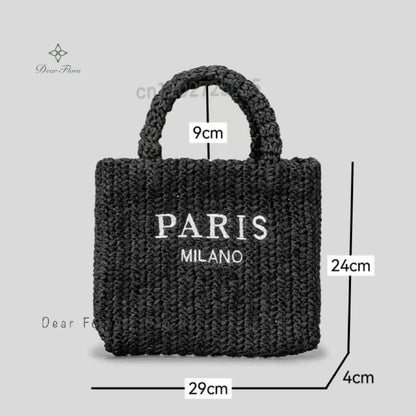 Women Summer Beach Vacation Fashion Straw Knitting Shoulder Bag Hollow Out Handwoven Handbag Portable Large Capacity Casual Tote