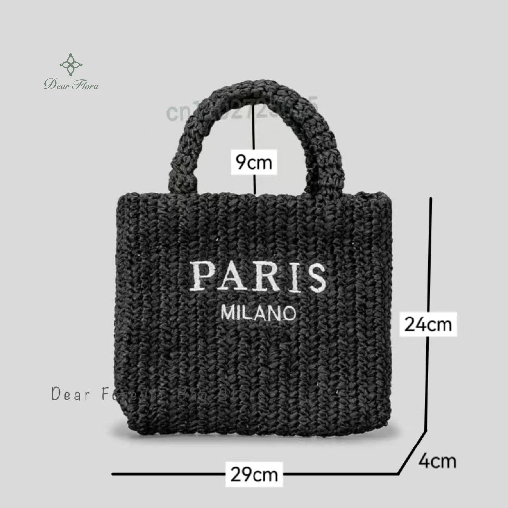 Women's Fashion Large Capacity Handmade Straw Knitting Tote Bag Summer Travel Beach Shoulder Bags Casual Simple Portable Handbag