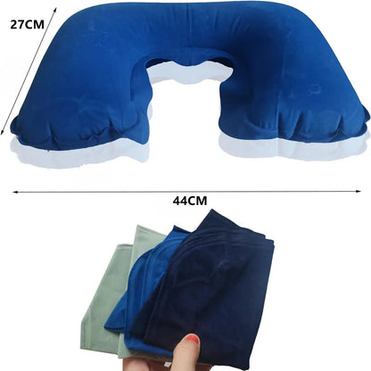 Portable U Shape Inflatable Travel Pillow Adjustable Travel Inflatable Neck Pillow Air Cushion for Airplanes Traveling JAF059