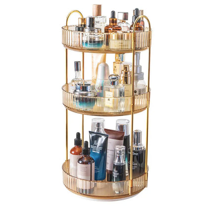 360° Rotating Cosmetics Storage Rack Large-capacity Perfume Skin Care Product Organizer Toilet Dressing Table Storage Shelf