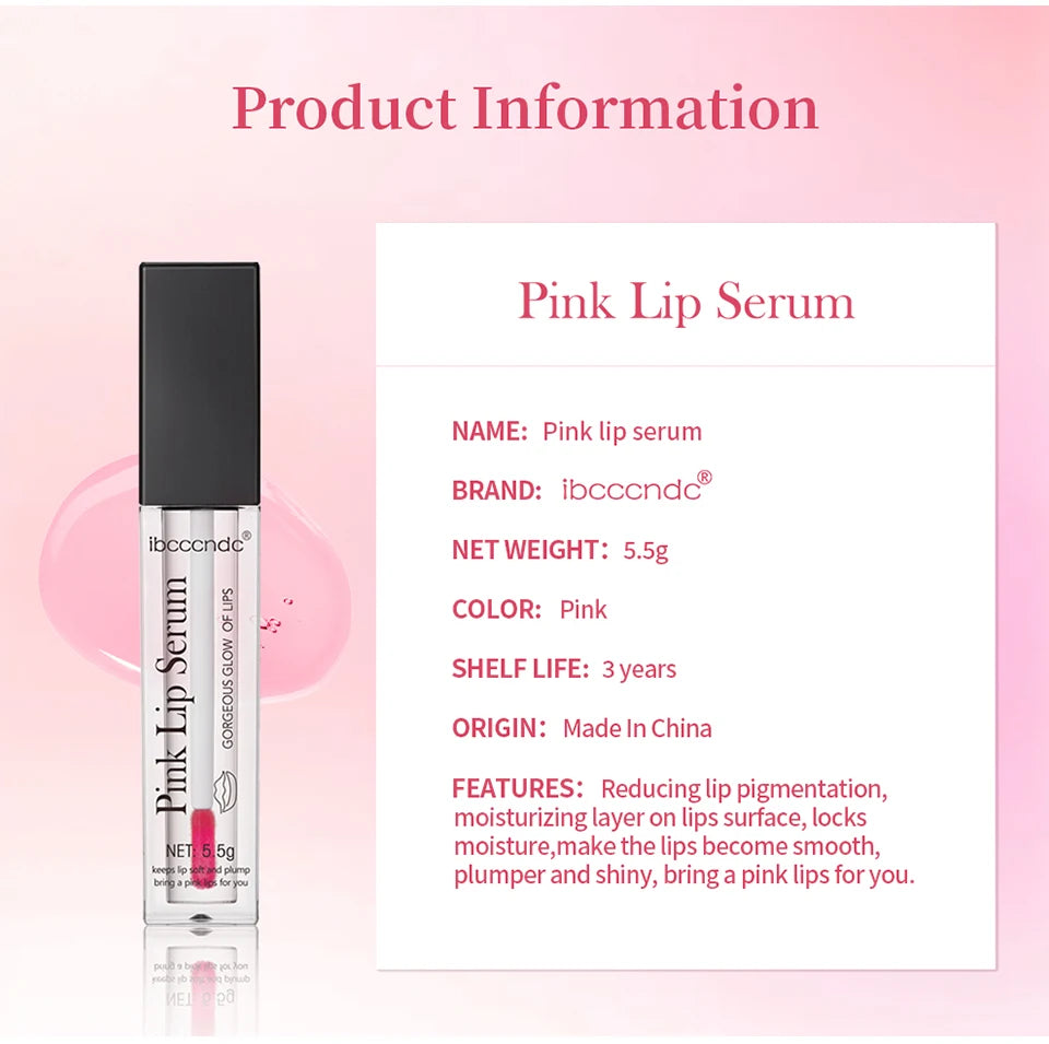 Pink Lips Serum Lip Balm Plumper Serum Reduces Fine Lines Brighten Lipgloss Anti-Drying For Women Pink Lips Instant Volumising