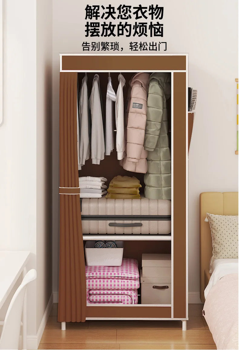 Simple Wardrobe Bedroom Household Simple Assembly Cloth Wardrobe Rental Housing Storage Wardrobe Storage Simple Storage Cabinet