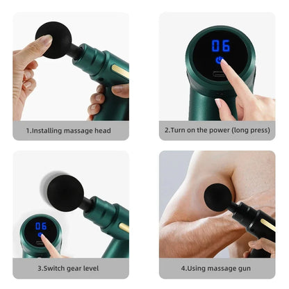 Fascial Massage Gun Electric Waist and Back Massager High-Frequency Vibration Muscle Relaxation Electric Shoulder Massage Gun