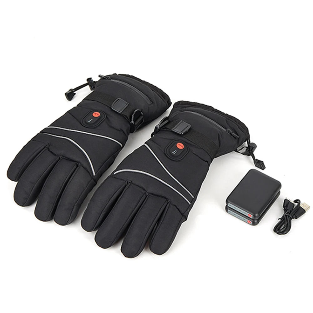 Electric Heated Gloves No Battery USB Hand Warmer Heating Gloves Winter Motorcycle Thermal Touch Screen Waterproof Bike Gloves