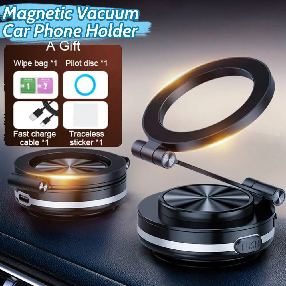 Magnetic Vacuum Car Phone Holder 360° Rotatable Vacuum Suction Cup Phone Mount Adjustable Electric Suction Cup Phone Mount