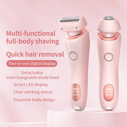 2 In 1 Electric Shaver for Women Lady Razor Hair Removal Waterproof Wet or Dry for Underarm Bikini Leg Portable Painless Trimmer