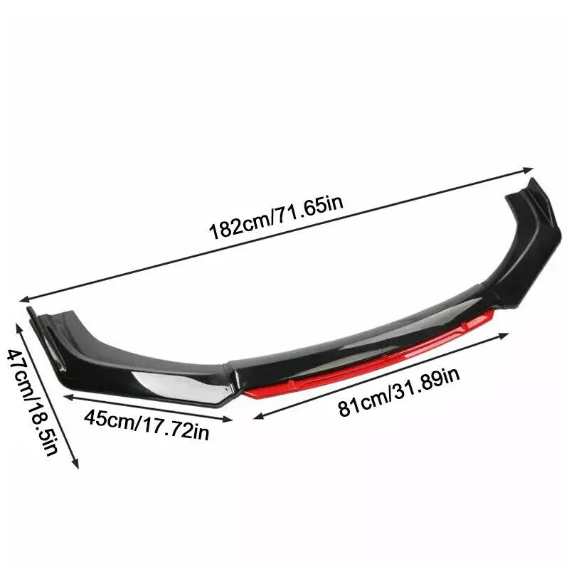 Universal Gloss Black Car Front Bumper Protector Lip Body Spoiler Splitter Kit