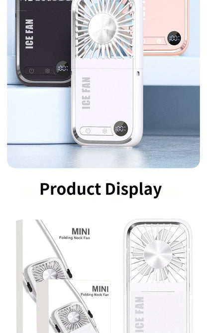 New usb charging small fan folding neck portable small electric fan desktop fan outdoor charging treasure handheld fan