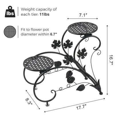 2PCS Rustproof Metal Plant Stand 4 Potted Flower Display Rack Shelf for Garden Balcony Office White and Black