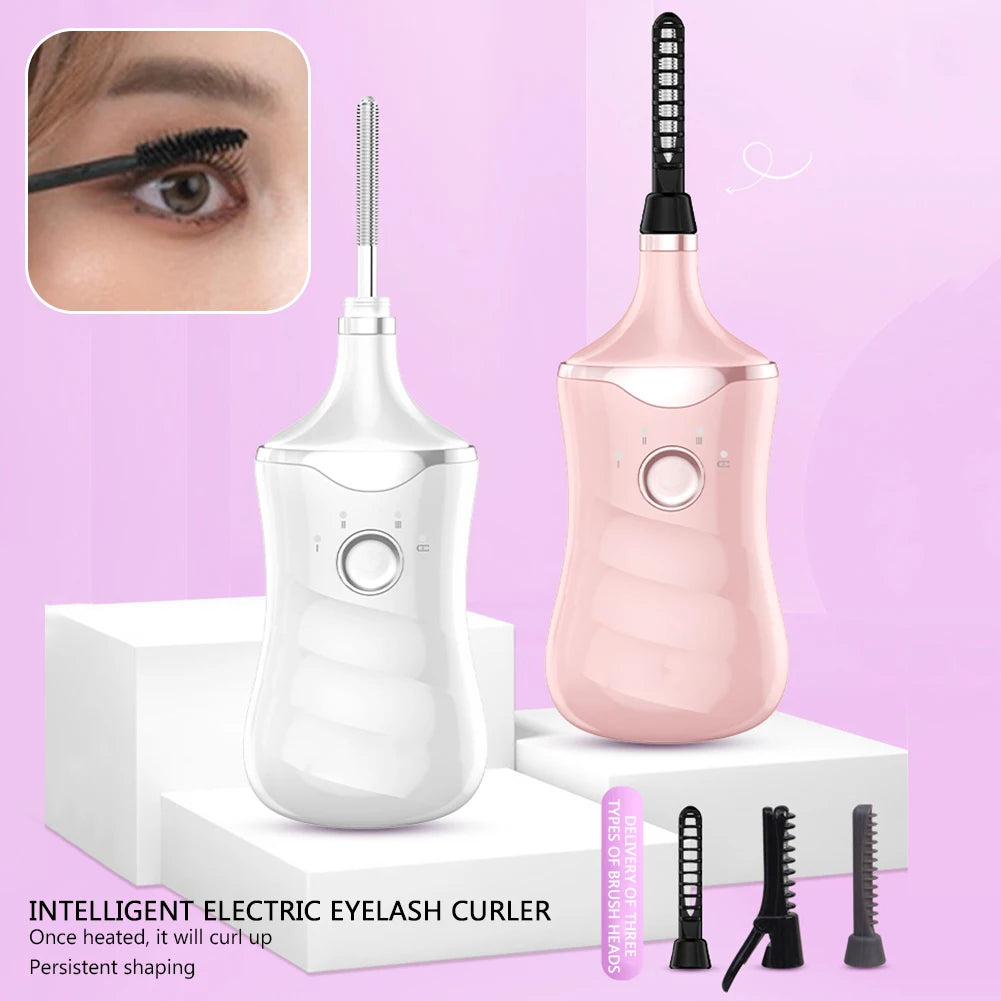 Electric Eyelash Curler,3 Shapes Replacement Heads,Heated Lash Curler,TYPE-C Rechargeable,Long Lasting Curler,Women Makeup Tool