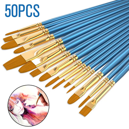 Artist Paint Brush Set High Quality Nylon Hair Watercolor Acrylic Oil Brush Painting Art Supplies Stationery