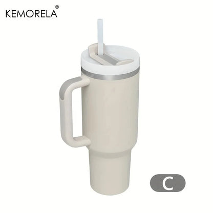 1200ML 304 Stainless Steel Insulated Water Bottle Thermal Coffee Car Cup Cold Hot Mugs Vacuum Flask With Handle Straw For Sport