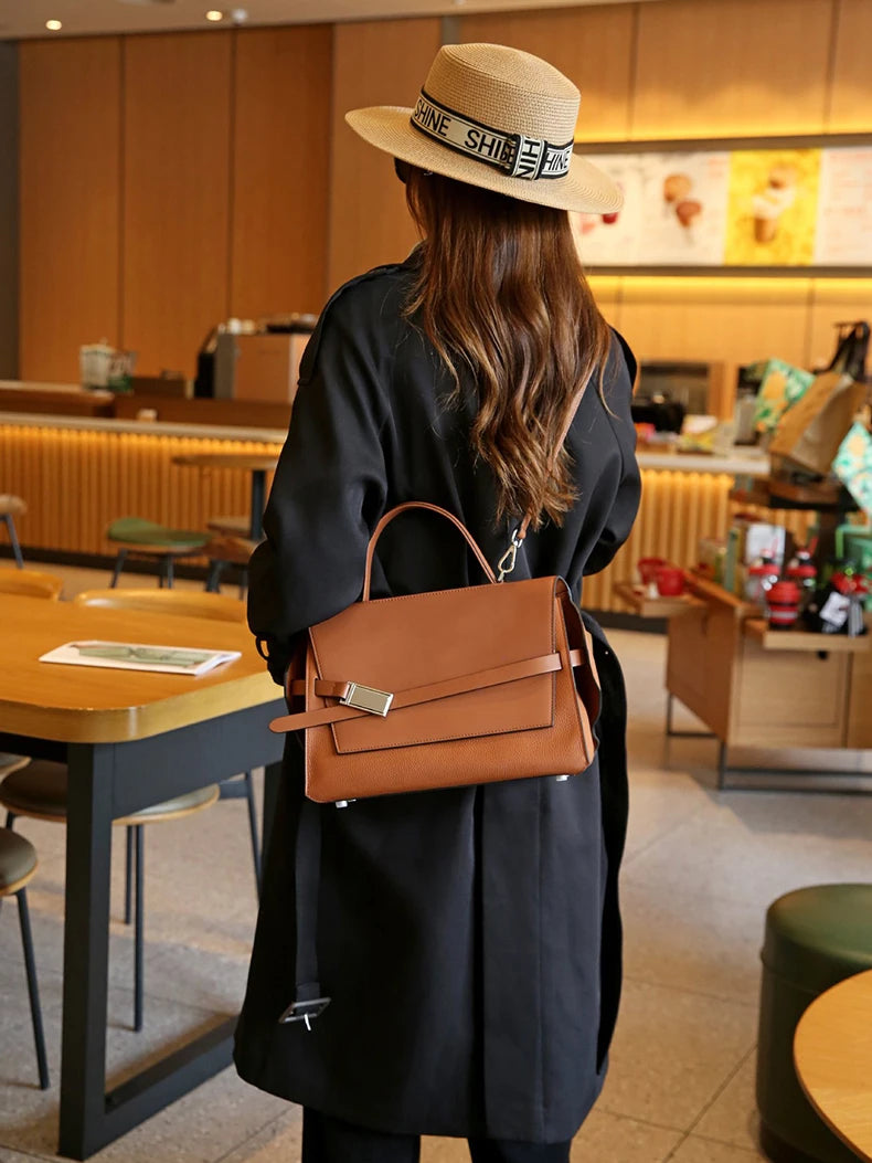 2024 high quality leather tote bags women square handbags luxury designer commuter shoulder crossbody bag large capacity