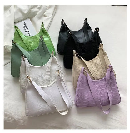 Women's Bag 2022 Trend Handbags Female Handbags Retro Solid Color PU Leather Shoulder Underarm Bag Ladies Shopper Hobos Bag