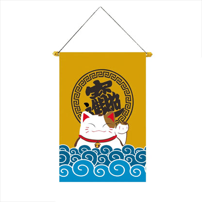 30x45cm Japan Restaurant Colour Flags Japanese Style Lucky Cat Triangle String Flag Oxford Cloth Izakaya House Decoration