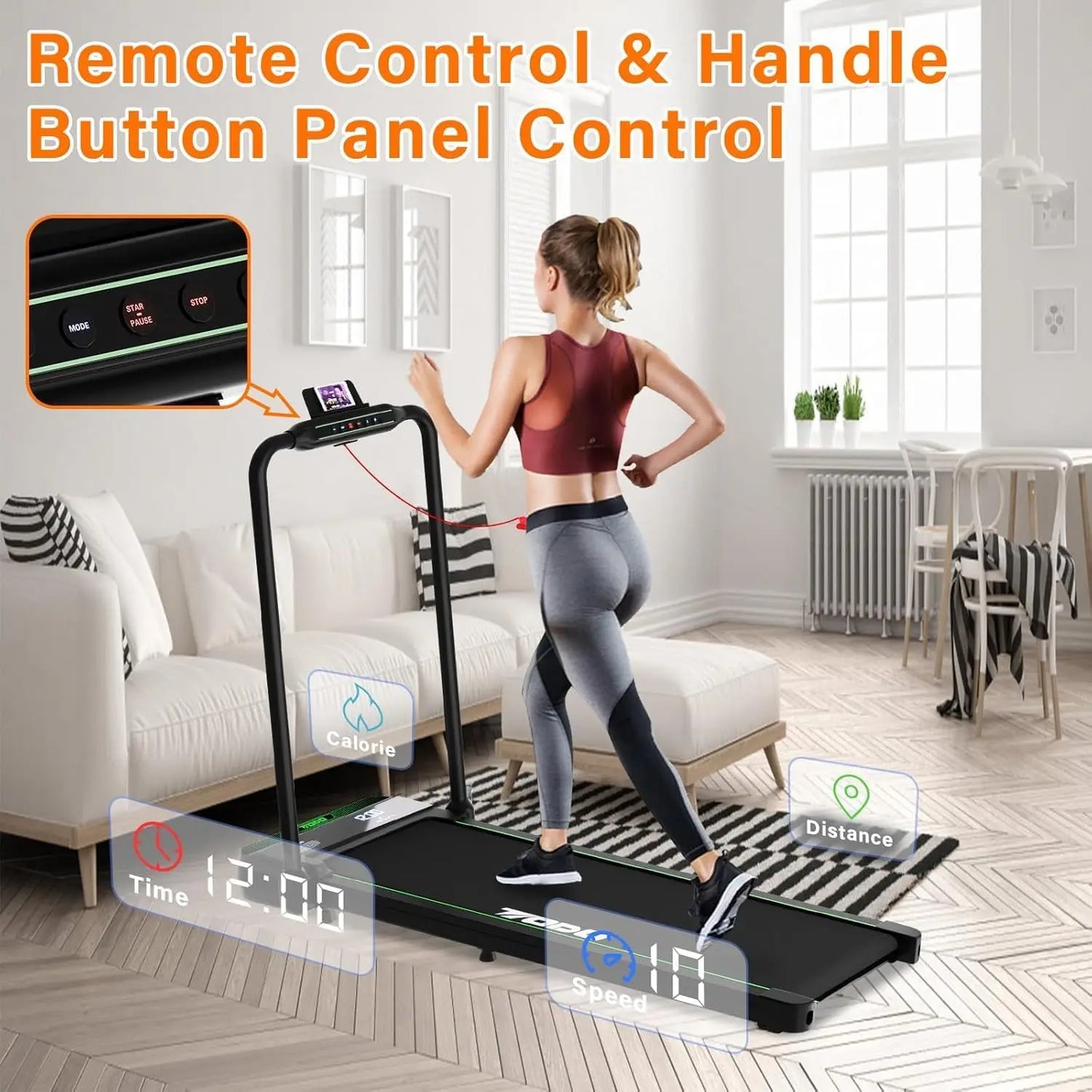 Treadmill for Home, Under Desk Treadmill Portable Walking Pad Machine, 2.25HP Treadmill with Remote Contro