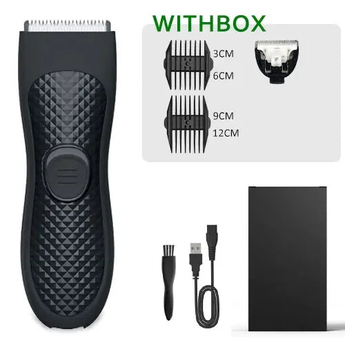 Body Hair Trimmer for Men Electric Groin Hair Trimmer Rechargeable Balls Groomer Replaceable Ceramic Blade Head Waterproof