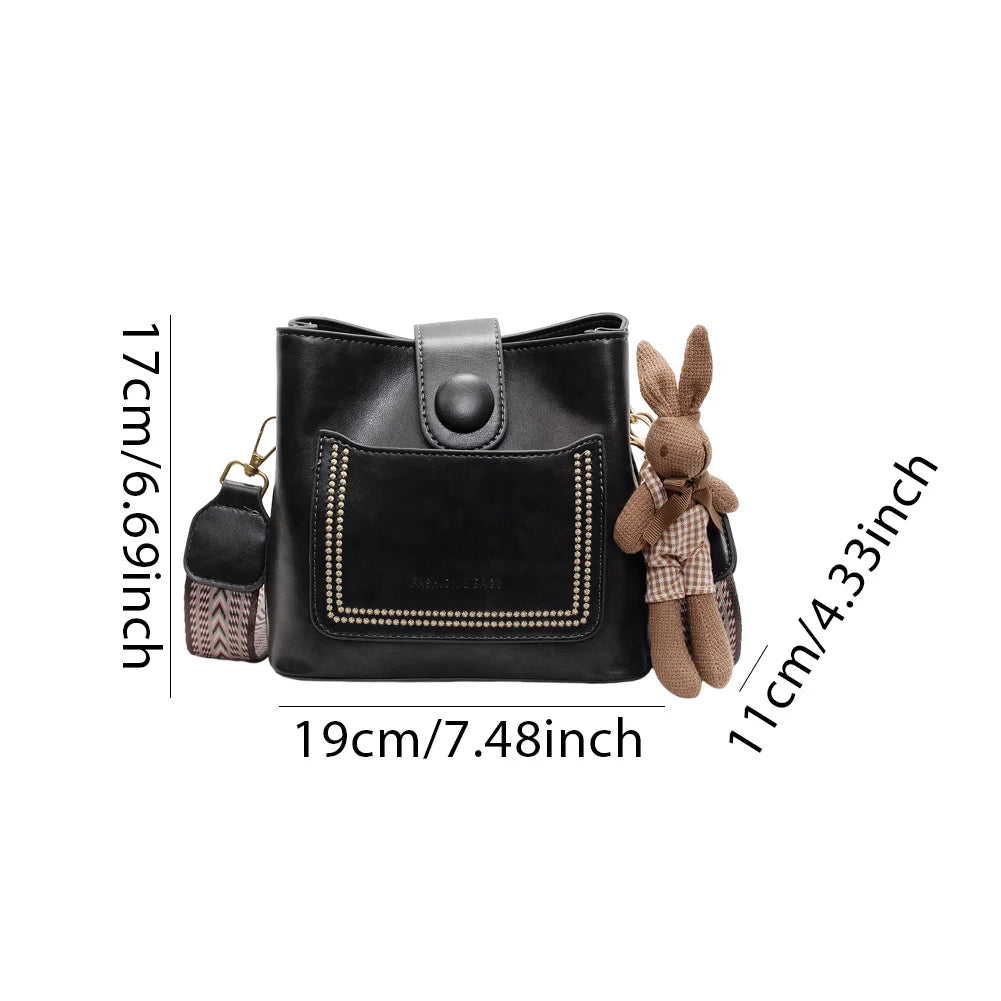 2025 Women's PU Leather Bucket Bags with Inner Pocket Large Capacity Crossbody Bags Luxury Designer Handbag Zipper Shoulder Bags