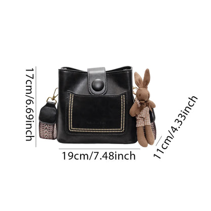 2025 Women's PU Leather Bucket Bags with Inner Pocket Large Capacity Crossbody Bags Luxury Designer Handbag Zipper Shoulder Bags