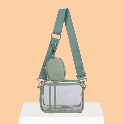 Transparent PVC Ladies Handbags Stadium Approved Small Clear Phone Bag Fashion Casual Waterproof Adjustable Strap with Small Bag