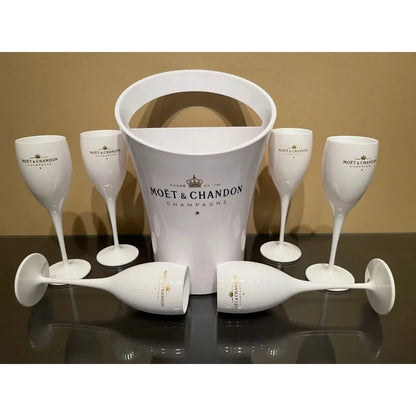 6 Cups 1 Bucket Ice Buckets and Coolers Wine Glasses 3000ml Acrylic Goblets Champagne Wedding Bar Party Wine Bottle Holder