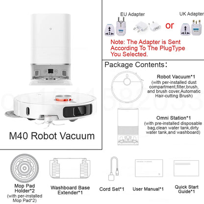 XIAOMI MIJIA M40 Robot Vacuum Cleaner,High-Precision Obstacle Avoidance,12Kpa Suction,Intelligent Mop Lift,LDS laser navigation