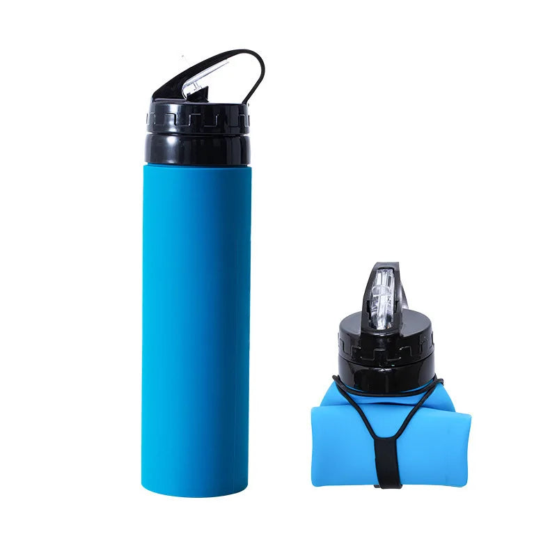 600ml Portable Water Cup Lightweight Silicone Sports Bottle Reusable Foldable Detachable with Suction Tubes Outdoor Accessories