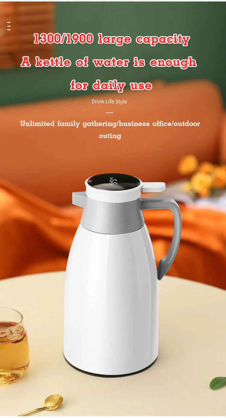 Xiaomi 2L Coffee Thermos Household Digital Display Glass Liner Vacuum Flasks Large Capacity Water Bottle Kitchen Thermal Kettle