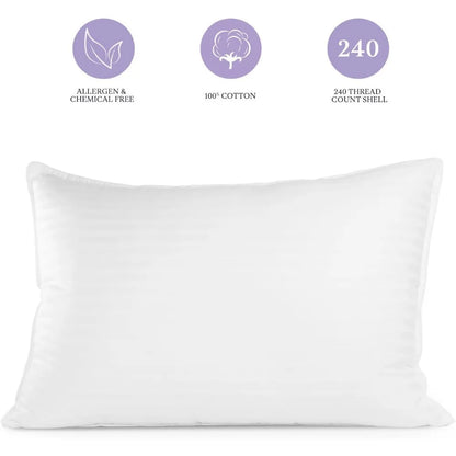 Sleep Restoration Pillows for Bed Queen Size Gel Fibre Filled Cotton Cooling Pillow 2 Pack for Luxury Down-Alternative Comfort