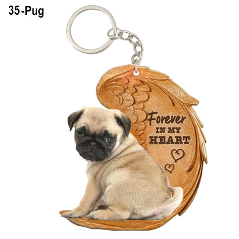 39 Style Cut Dog Forever In My Heart Angel Pendant Bag Keychain Car Key Chain Keyring Pet Jewelry Best Friends Gifts Accessories