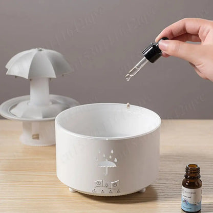 Rotating Umbrella Humidifier Oil Diffuser with 7 LED Night Light Humidifier Essential Oil Diffuser Remote Aromatherapy Diffuser