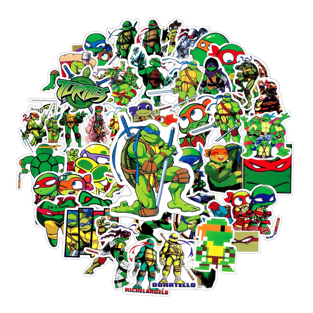 New 50PCS Ninja Turtles TMNT Anime Stickers Kawaii Cartoon Cute Aesthetic Decal Decoration Laptop Motorcycle Luggage Car Sticker