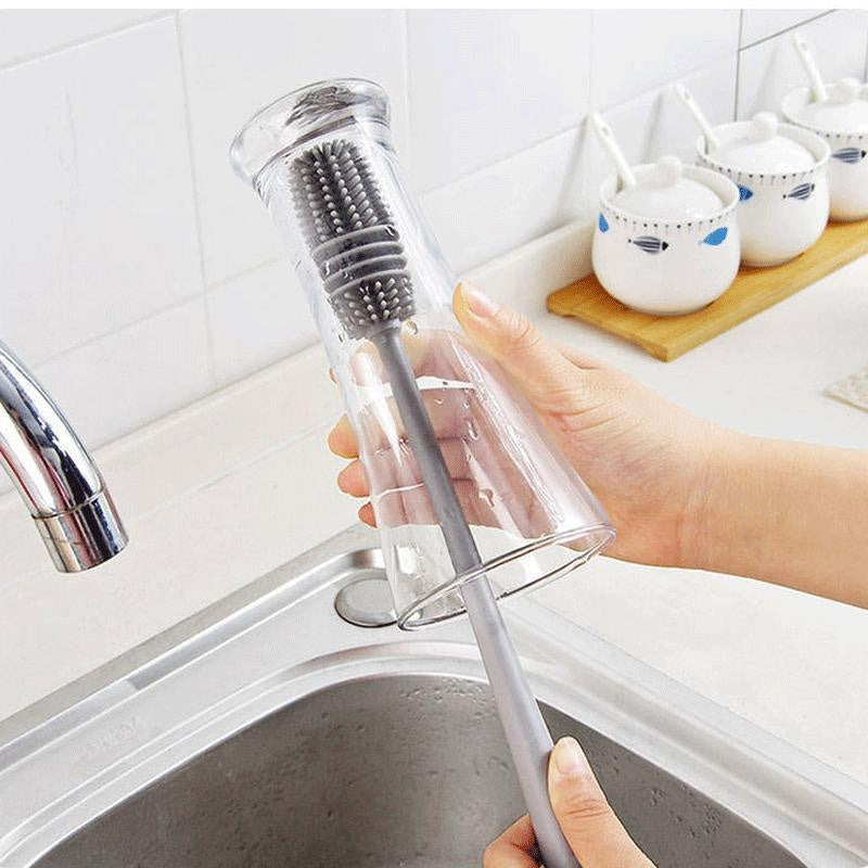 Silicone Milk Bottle Brush Cup Scrubber Glass Cleaner Kitchen Cleaning Tool Long Handle Drink Bottle Glass Cup Cleaning Brush